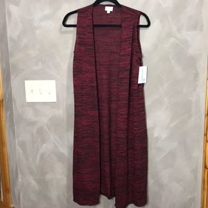 NWT LuLaRoe Joy vest, red and black heather